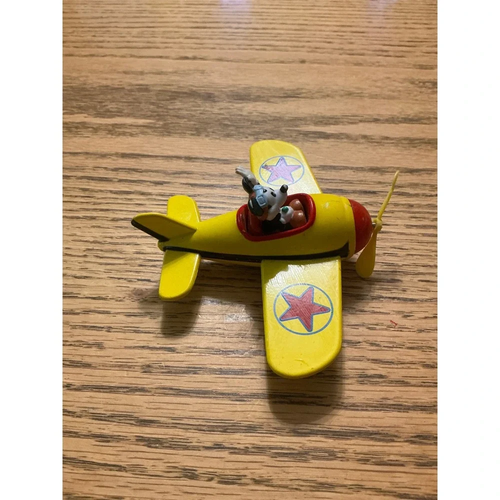 Disney Mickey Mouse Airplane Toy Yellow Red Propeller Biplane Collectible
